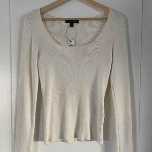Banana Republic cream ribbed square neck sweater long sleeve size M new w/ tags